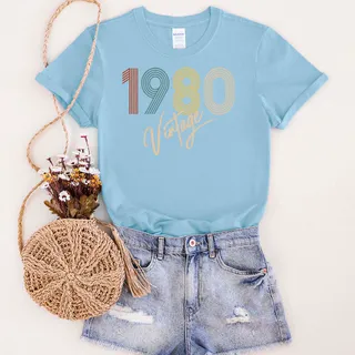 Limited Vintage 1980 Unique Birthday T-Shirt – Light Blue