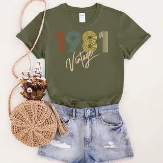 Limited Vintage 1981 Unique Birthday T-Shirt – Military Green