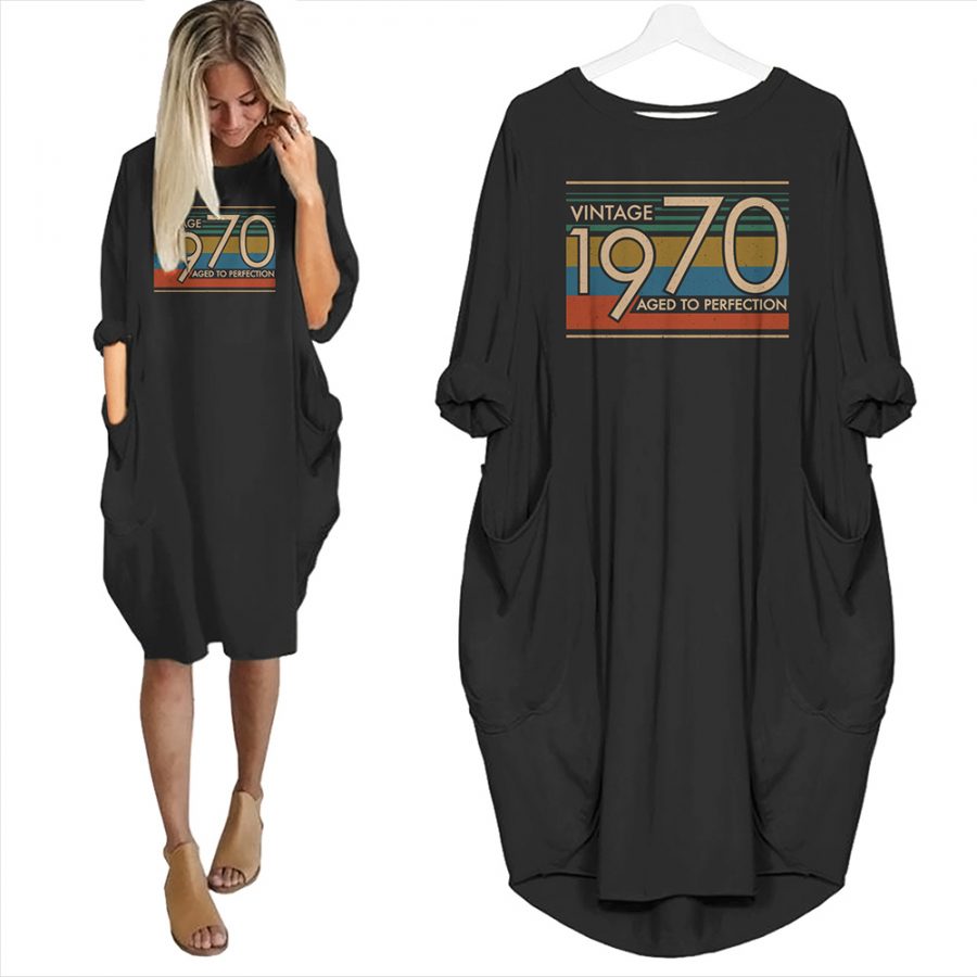 50th Birthday Outfits Vintage 1970 Aged To Perfection Pocket Dress - variant image 1