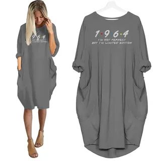 Not Perfect But Limited Edition 1964 Birthday Pocket Dress – Grey