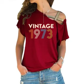 Birthday Shirts Vintage 1973 Limited Edition Off Shoulder Shirt – Wine Red