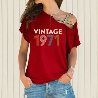 Birthday Outfits Vintage 1971 Limited Edition Off Shoulder Shirt – Wine Red