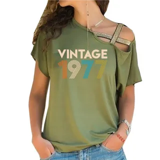 Vintage 1977 Limited Edition Off Shoulder T-Shirt – Green