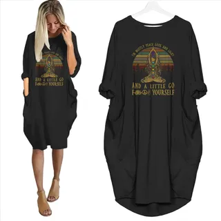 I'm Mostly Peace Love And Light Limited Edition Pocket Dress Hippie Clothes – Black