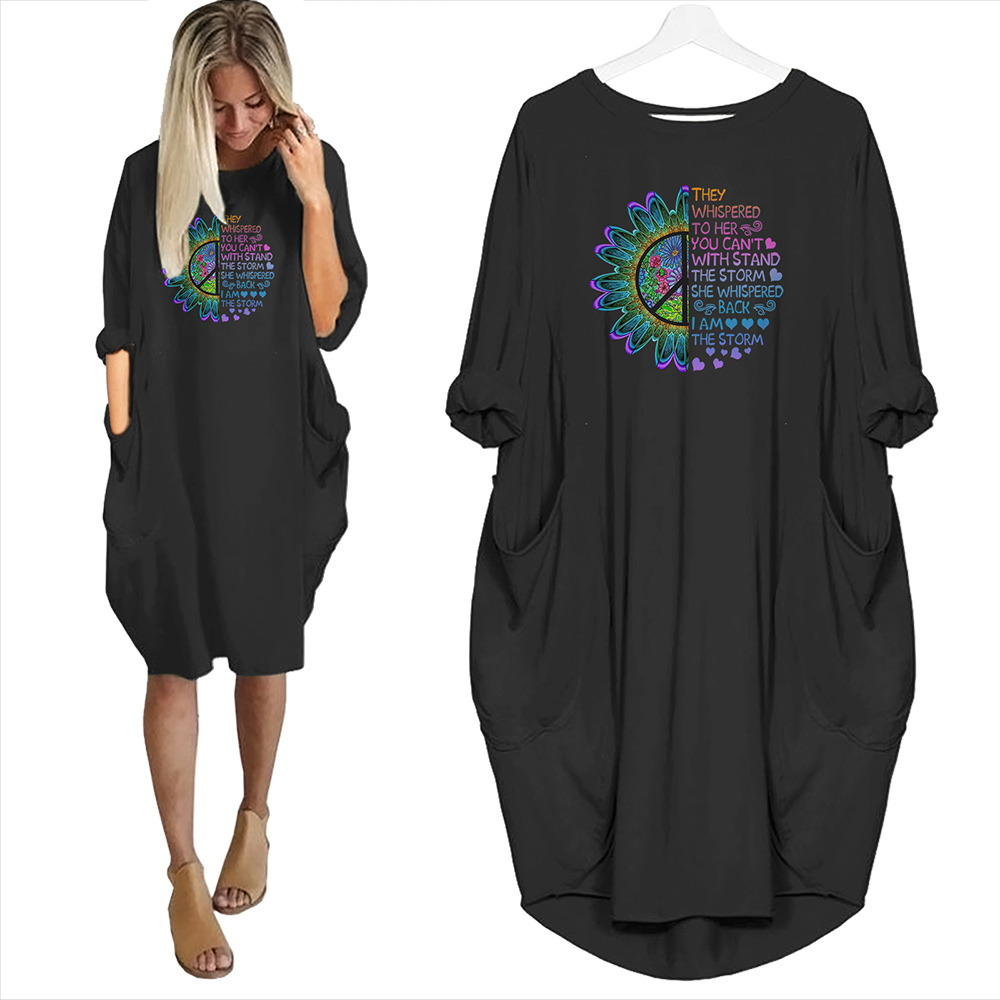 They Whispered To Her You Can’t Withstand The Storm Limited Edition Pocket Dress Hippie Clothes - variant image 1