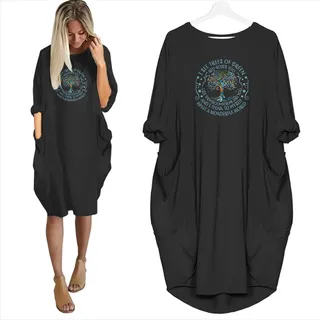 I See Trees Of Green Red Roses Too Pocket Dress Hippie Clothes – Black