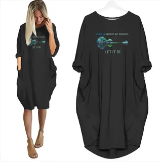 Whisper Words Of Wisdom Let It Be Limited Edition Pocket Dress Hippie Clothes – Black