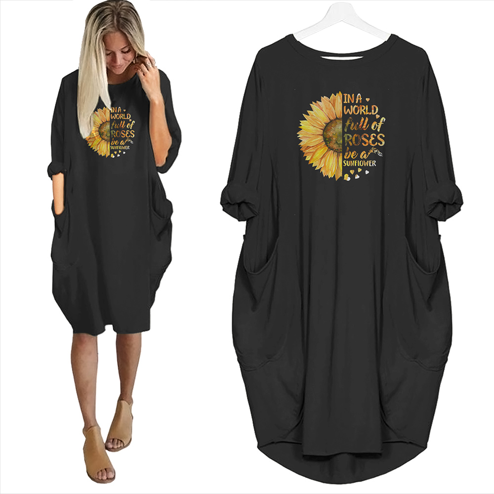 In A World Full Of Roses Be A Sunflower T-shirt Pocket Dress - variant image 1