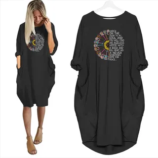 Knock On The Door To My Soul And You Will Find An Ageless Hippie Limited Edition Pocket Dress Hippie Clothes – Black