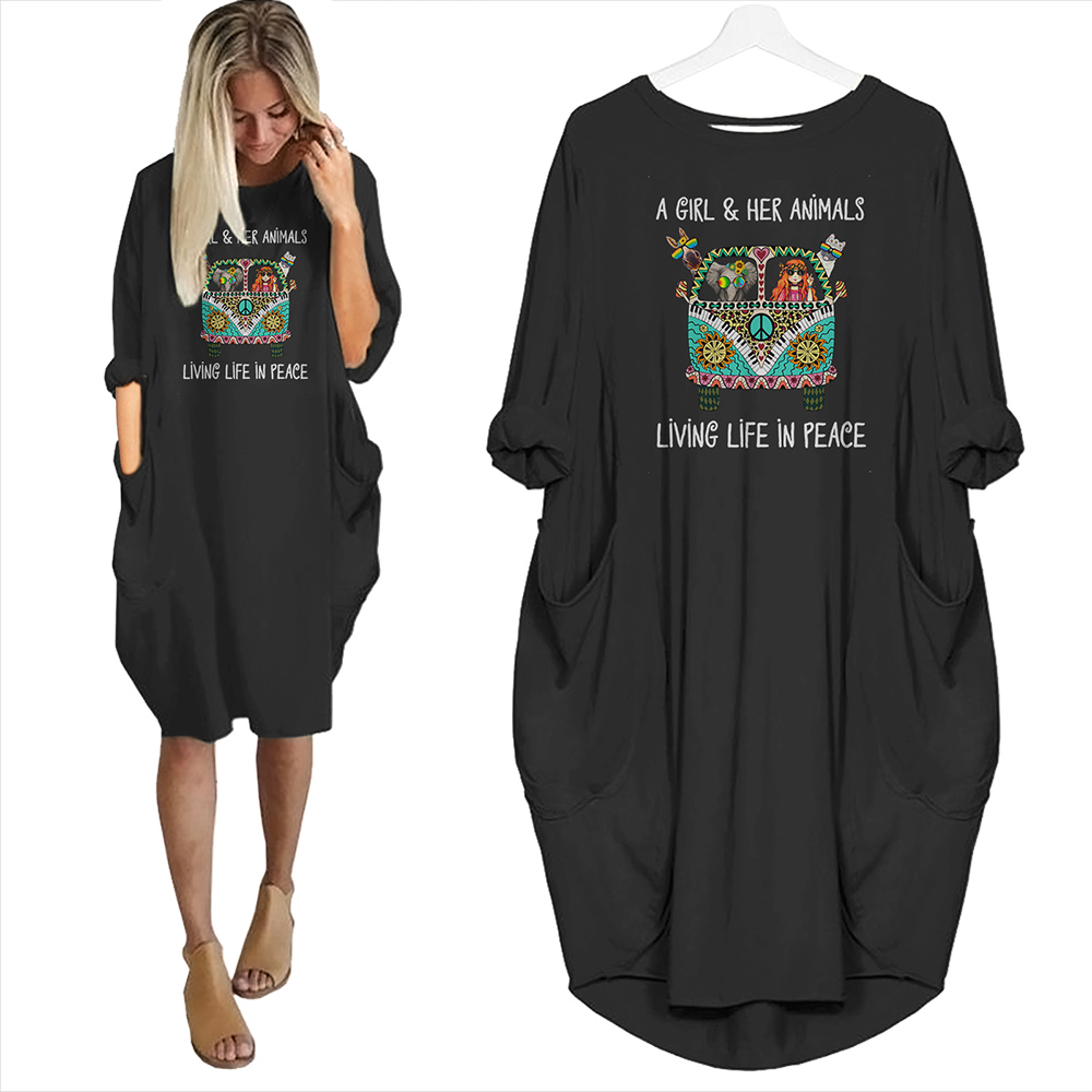 A Girl And Her Animals Living Life In Peace Limited Edition Pocket Dress - variant image 1