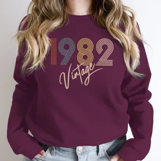 Limited Vintage 1982 Birthday Sweatshirt – Maroon
