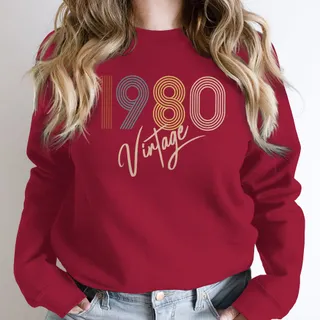 Limited Vintage 1980 Birthday Sweatshirt – Cardinal Red