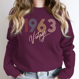 Limited Vintage 1963 Birthday Sweatshirt – Maroon
