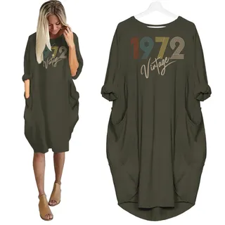 Limited Vintage Nightgown 1972 Birthday Pocket Dress – Grey