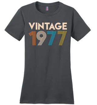 Vintage 1977 Limited Edition Ladies Perfect Weight Tee – Charcoal