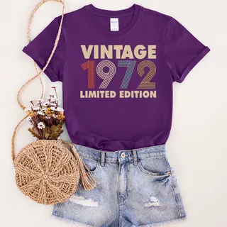 Vintage Limited 1972 Birthday T-Shirt – Purple