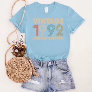 Vintage Limited 1992 Birthday T-Shirt – Light Blue