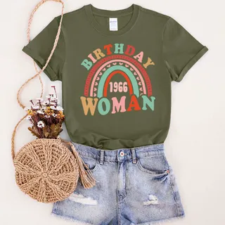 Retro 1966 Birthday T-Shirt – Military Green