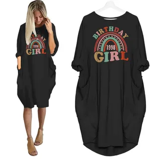 Retro 1998 Birthday Pocket Dress – Black