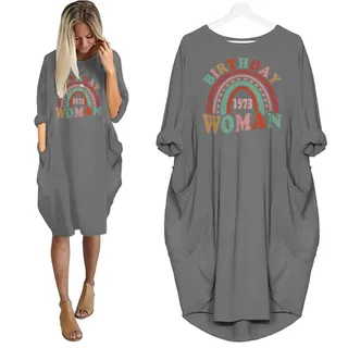 Retro 1973 Birthday Pocket Dress – Grey