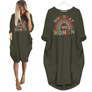 Retro 1972 Birthday Pocket Dress – Grey