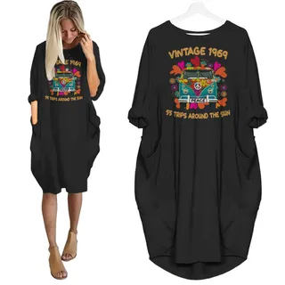Vintage Trips 1969 Birthday Pocket Dress – Black