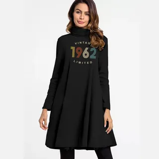 Limited Vintage 1962 Women's High Neck Dress – Black