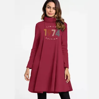 Limited 1974 Women's High Neck Dress – Cardinal Red