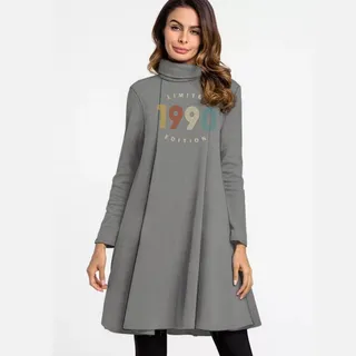 Limited 1990 Women's High Neck Dress – Grey