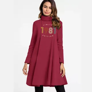 Limited 1981 Women's High Neck Dress – Cardinal Red