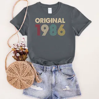 Original 1986 Birthday T-Shirt – Dark Heather