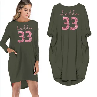 Hello 33 Birthday Pocket Dress – Green