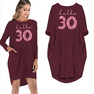 Hello 30 Birthday Pocket Dress – Red