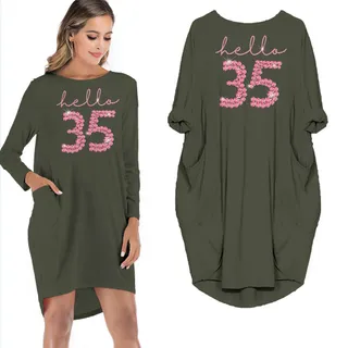 Hello 35 Birthday Pocket Dress – Green