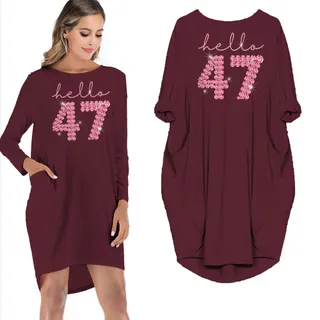 Hello 47 Birthday Pocket Dress – Red