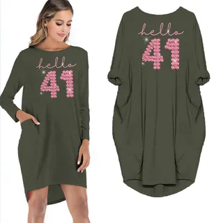 Hello 41 Birthday Pocket Dress – Green