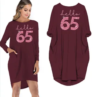 Hello 65 Birthday Pocket Dress – Red