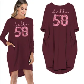 Hello 58 Birthday Pocket Dress – Red