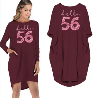 Hello 56 Birthday Pocket Dress – Red