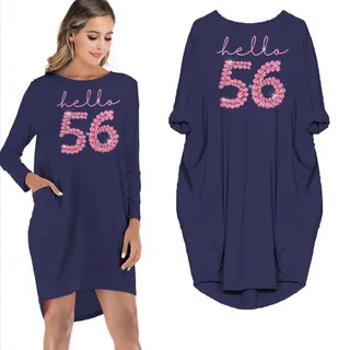 Hello 56 Birthday Pocket Dress – Blue