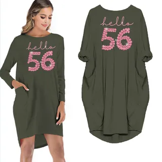 Hello 56 Birthday Pocket Dress – Green