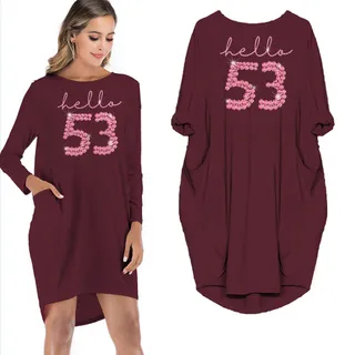 Hello 53 Birthday Pocket Dress – Red