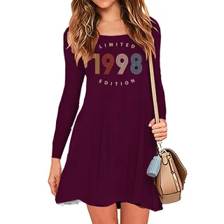Limited Edition 1998 Birthday Women's Crew Neck Dress – Maroon