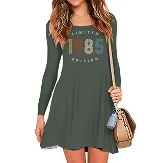 Limited Edition 1985 Birthday Women's Crew Neck Dress – Military Green