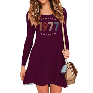 Limited Edition 1977 Birthday Women's Crew Neck Dress – Maroon