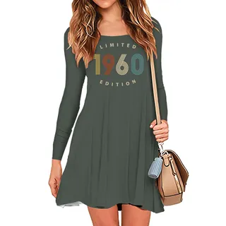 Limited Edition 1960 Birthday Women's Crew Neck Dress – Military Green