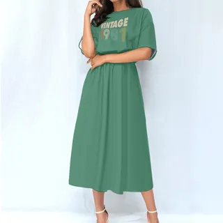 Limited 1981 Birthday Women's Elastic Waist Dress – Kelly Green