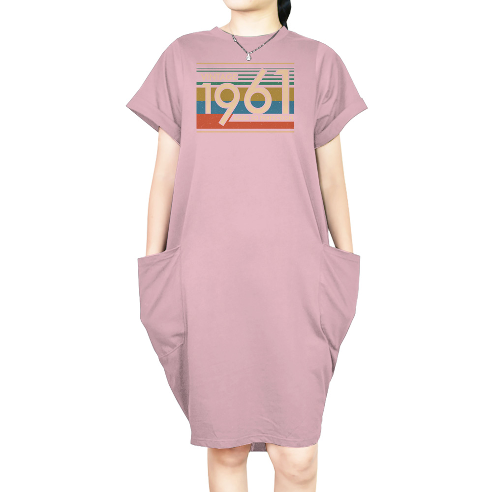 Aged Perfection 1961 Loose Short Sleeve Pocket On Dress