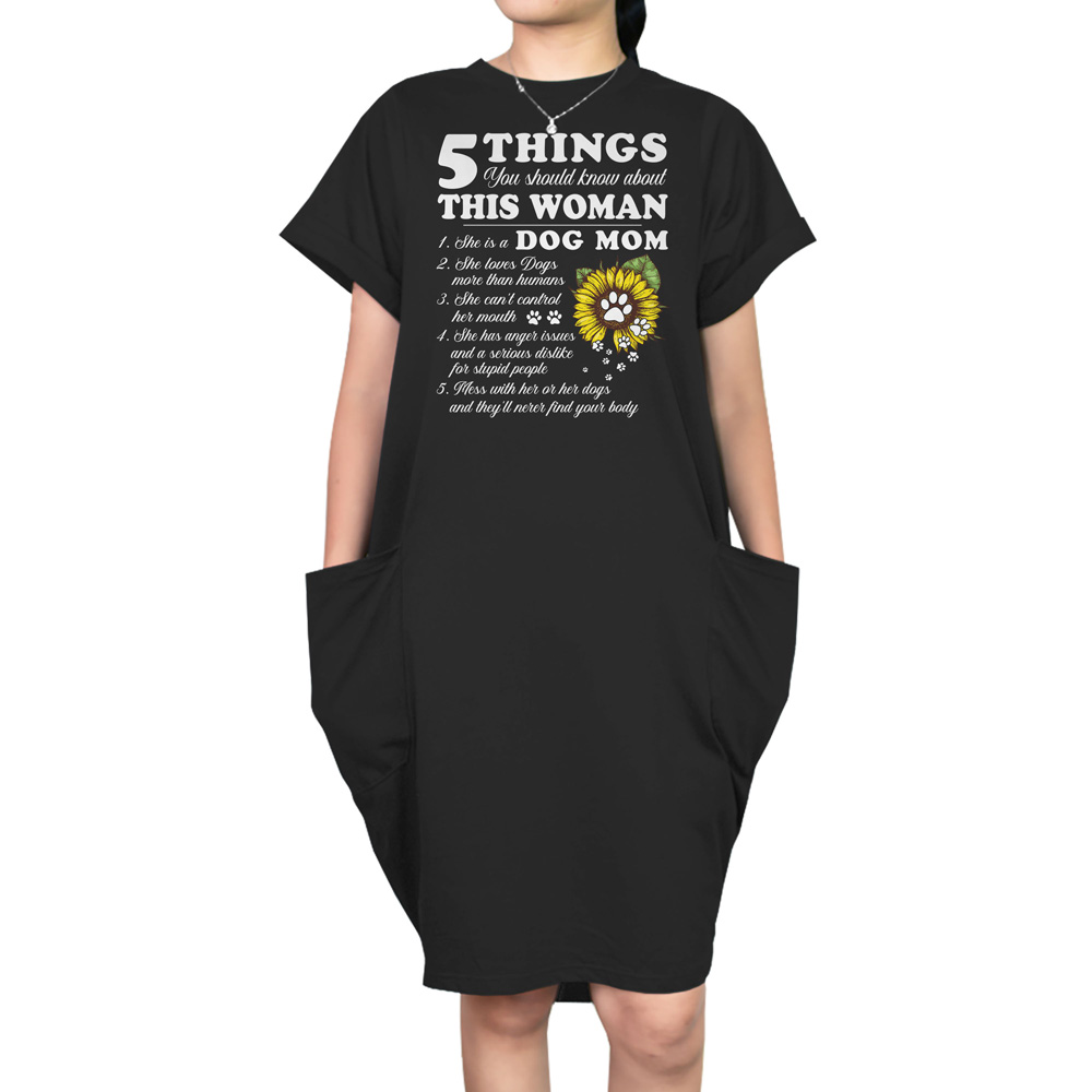 Dog Mom Short Sleeve Pocket Dress
