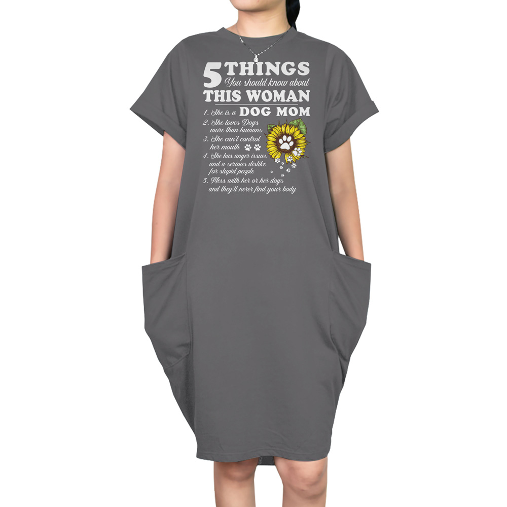 Dog Mom Short Sleeve Pocket Dress